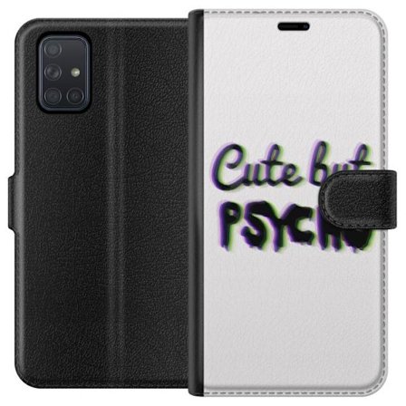 Kompatibel Tegnebogsetui til Samsung Galaxy A71 Rainbow-farvet legetøjsfigur med et glad ansigt og farverige cirkler i en legesyg studieillustration