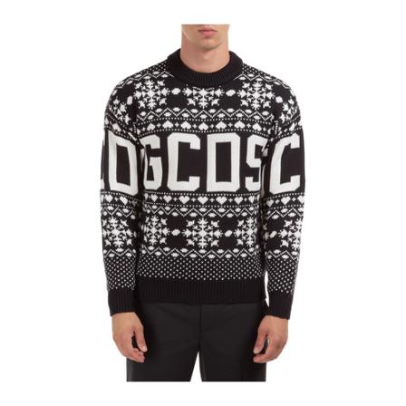 Gcds Logo Embroidered Jumper Sort, Herre Strik