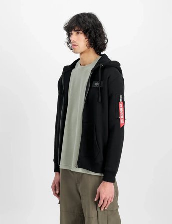 Alpha Industries Back Print Zip Hoodie - Black - L