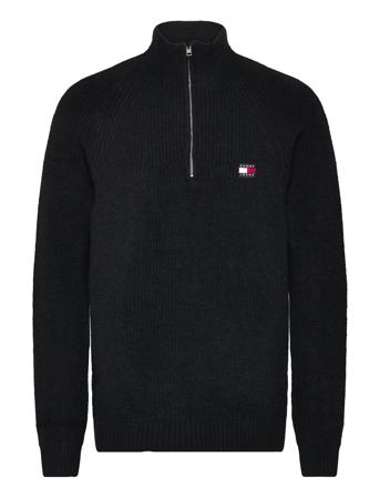 Tjm Reg 1/4 Zip Raglan Badge Tops Knitwear Half Zip Jumpers Black Tommy Jeans