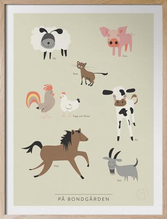 På Bondgården Home Kids Decor Posters & Frames Posters Animal Posters Monivärinen/Kuvioitu Kunskapstavlan