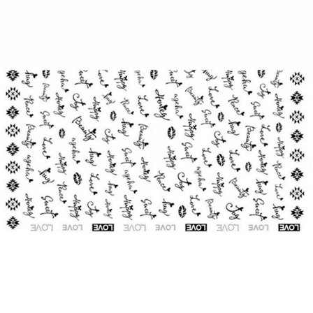 Bokstäver Figur Mönster Dekoration Dekaler Ultra Tunna Självhäftande Nagelkonst Klistermärken Svart
