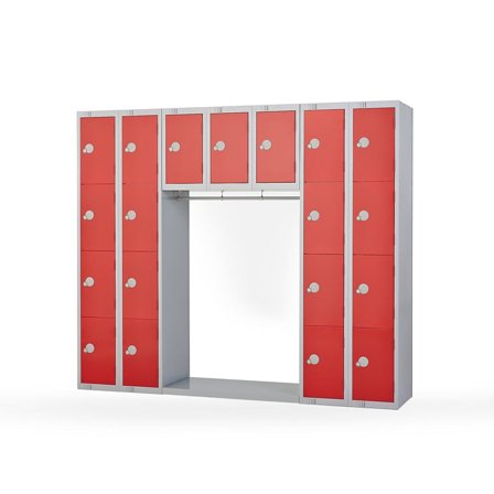 Archway locker, 19 doors, 1800x2100x450 mm, red