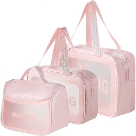 Transparent Necessär, 3 st Vattentäta Tvättväskor Transparent Plast Sminkväska Transparent Resenecessär Bärbar Kosmetikaväska Genomskinlig Bärväska