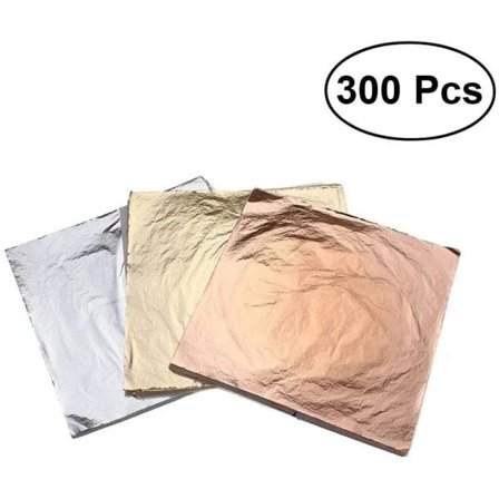 Guldblad 300 stk. Imitation Guldblad, Guldblad håndværk til forgyldning, maling, neglehåndværk og DIY-harpiksdekoration, 14 x 14 cm