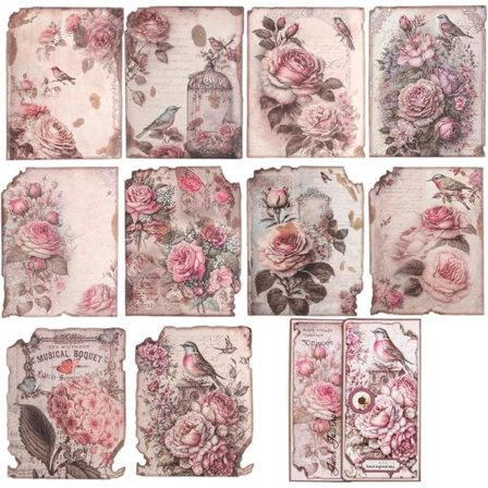 30 st Vintage Scrapbooking Stickers, Röd Ros Växt Tema Retro Dekorativa Klistermärken, Estetiskt Material Stickers Kit för Scrapbooking, DIY Fotoalbum