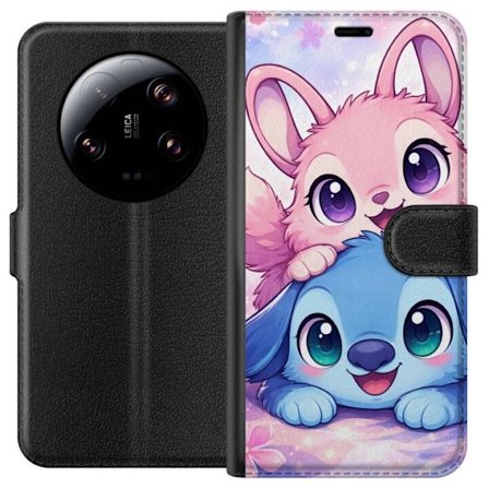 Kompatibel Tegnebogsetui til Xiaomi Xiaomi 13 Ultra Sød kawaii illustration med pink og blå fantasidyr, store øjne og bløde farver perfekt til bø