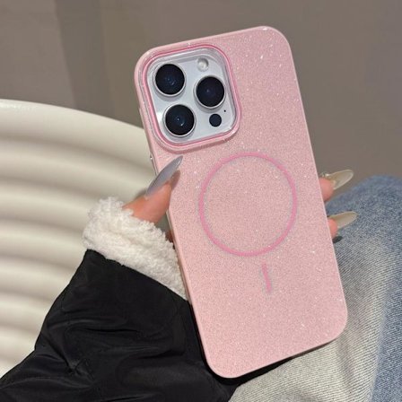 iPhone 16 Pro Max Glitter MagSafe Tunn Cirkel TPU Skal