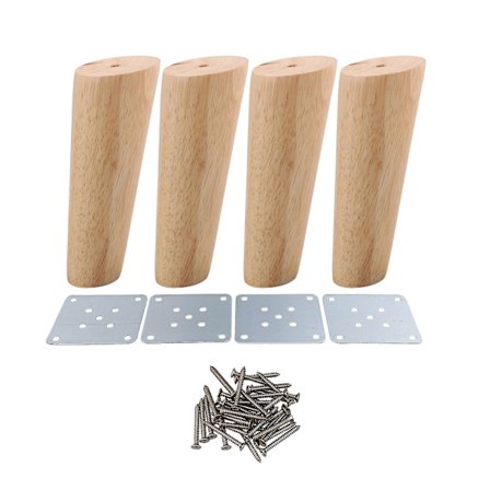 4 stk. 15 cm høje træ koniske møbelfødder til sofabord