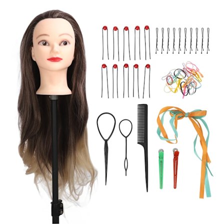 Blond Grå Gradient Parykk Mannekeng Hode for Hår Trening