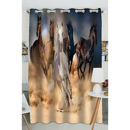 Vilda djur Häst Flock Spring i Öken Sand Storm Fönster Gardin Mörkläggningsgardin 130x210 Cm En Styck