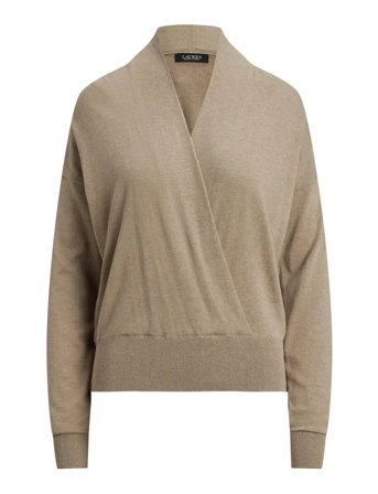 Cotton-Modal Surplice Sweater Brown Lauren Ralph Lauren