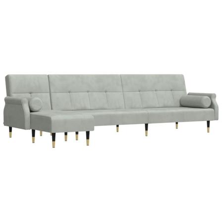 vidaXL L-formad bäddsoffa ljusgrå 271x140x70 cm sammet Grå