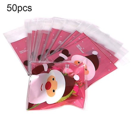 50st jultomtepåse Cellofan Present Cookie Fudge Godis självhäftande