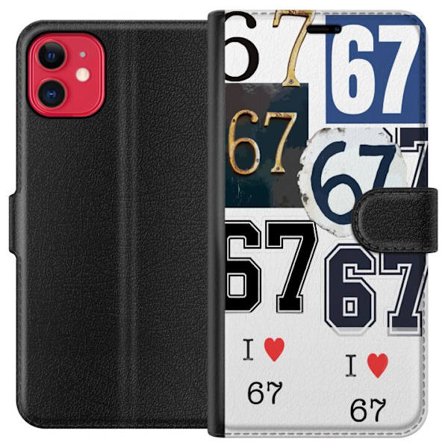 Kompatibelt Plånboksfodral till Apple Apple iPhone 11 67 meme vintage nummer kollage retro 6-7 nummer klassisk typografi vintage design