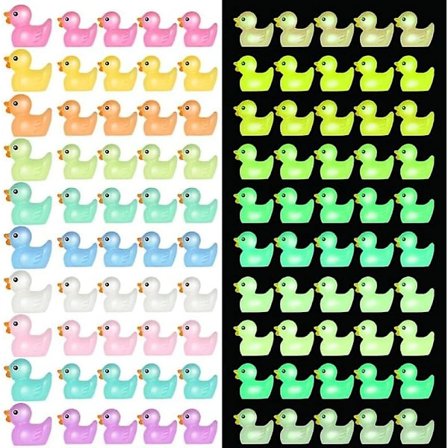 Pakke med 100 Mini Resin Ender, Selvlysende Miniatyrender, Mini Andefigurer, Brukes for DIY Planting Mikro Landskapsdekorasjoner (Flerf...