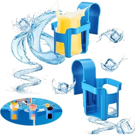 Pakke med plastik pool kopholdere - Blå, Multifunktionel poolside kopholder, Aftagelig kopholder, Pooltilbehør til sommer strandfester badekar