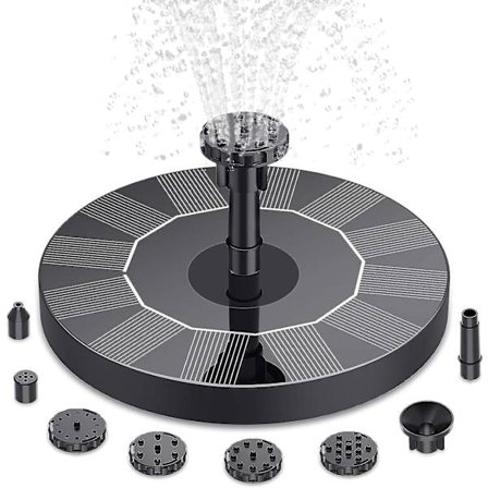 Solar fontänpump, soldriven vattenfontänpump med 6 munstycken för fågelbad, dammar, trädgård, pool, akvarium, utomhus och akvarium