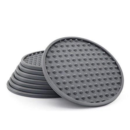 Set med 8 grå silikonunderlägg - för att skydda trä-, glas- eller marmorytor
