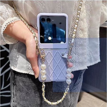 Crossbody-fodral för Motorola Razr 40 Ultra med pärlband, hårt PC-skal, kompatibelt med Motorola Razr 40 Ultra