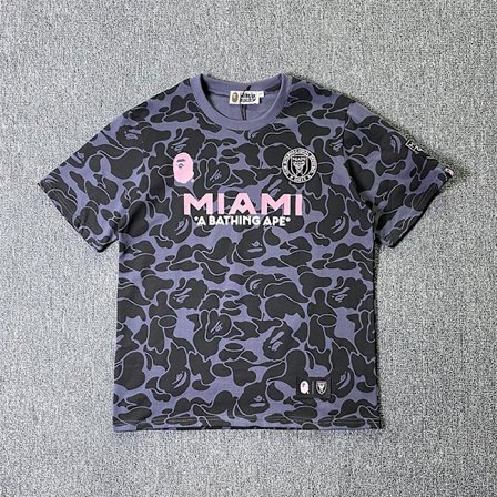 Camouflage sports kortærmet T-shirt Ape Man International joint Miami MIAMI rund hals broderi (Sort)