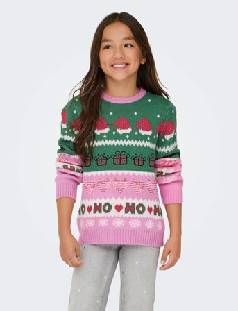 Kids Only Koghoho Xmas Ls Pullover Knt - Pink - 122-128