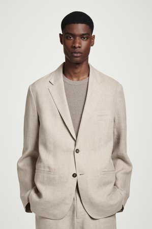 COS Men's Single-Breasted Linen Blazer in Beige
