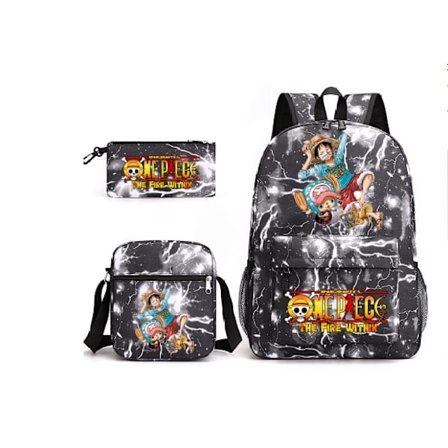 3 stk./sæt One Piece Rygsæk Anime Børn Skoletaske 18 tommer