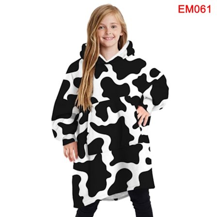 Filt Hoodie Sweatshirt Stor TV-filt Bärbar filt Super Varm Mjuk Mysig Fleece Huvtröja För Barn/Vuxen