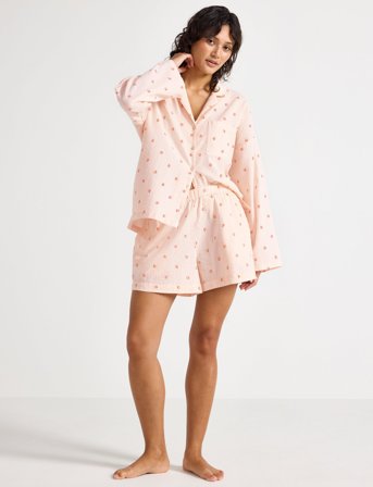 Lindex Pyjama Shorts Seersucker - Pink - XL