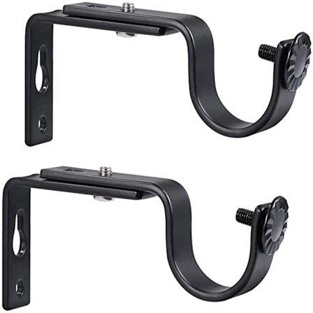 2 sæt gardin teleskopisk støtte sort installationstilbehør