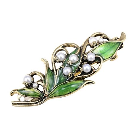 Kvinner Franske Hårklips Vintage Metallblad Perler Bronse Hårklips Retro Store Franske Klips Fletning Fjærklips Hårholdere Spretter