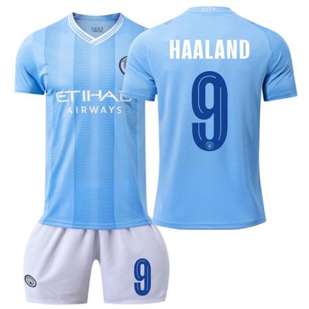 23/24 Mestarien liigan painos Manchester Cityn jalkapallopaita setti 9 HAALAND barnstorlekar24
