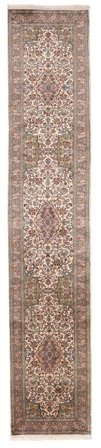 Kashmir Pure Silk Rug 65X331 Runner Brown/Orange Silk, India