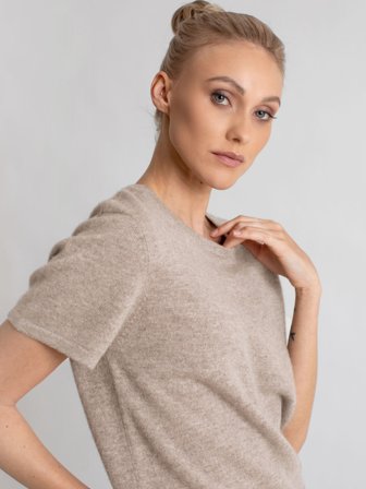 Kashmina - Kashmir t-shirt "Fresh" - toast - Size L