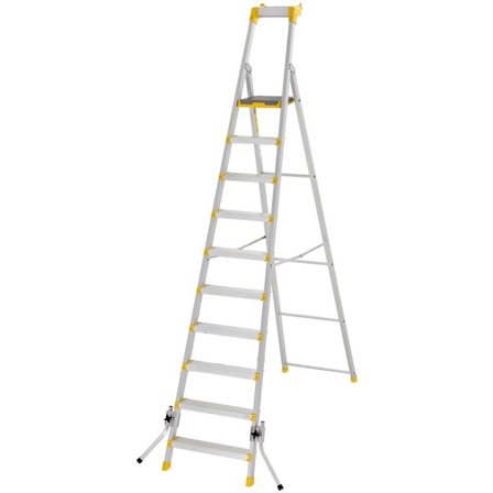W.steps 55P Trappstege med certifierat aluminium, med stödben 10 steg, Stegar & ställningar