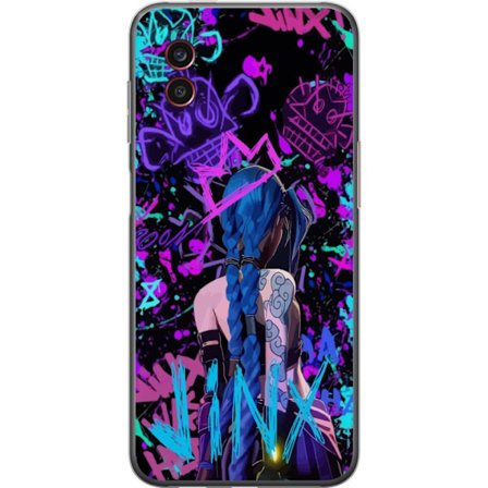Kompatibelt Mobildeksel til Samsung Samsung Galaxy Xcover6 Pro Fargerik graffitiillustrasjon med en karakter med blått hår i en bygatekunststil