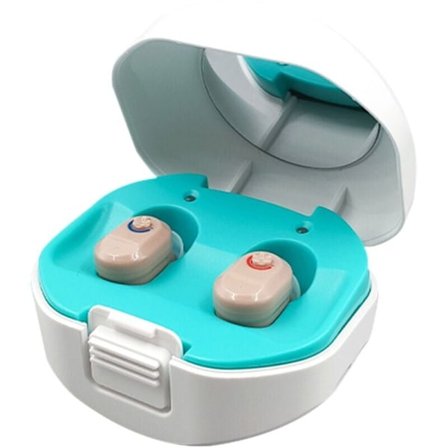 Ladattava digitaalinen kuulolaite latauskotelolla, CE-hyväksytty kuulovahvistin vanhuksille