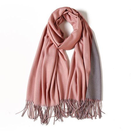 Ensfarvet tørklæde, tofarget kvast hængende skæg, efterår og vinter varm multifunktionel dame sjal