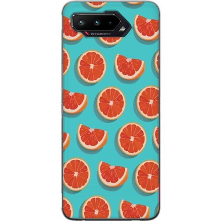 Yhteensopiva Puhelinkuori Asus ROG Phone 5 Kuvitettu kuvio toistuvilla greippiviipaleilla turkoosilla taustalla
