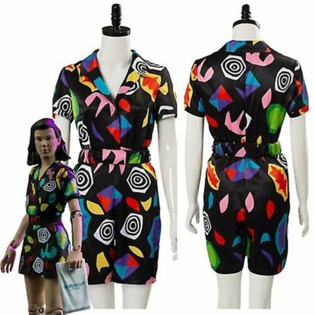 Stranger Cosplay Things Eleven Kostume Playsuit Skjorte Halloween Kostume -a