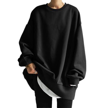Kvinnor Långärmad Crew Neck Medellängd Toppar Enfärgad Pullover