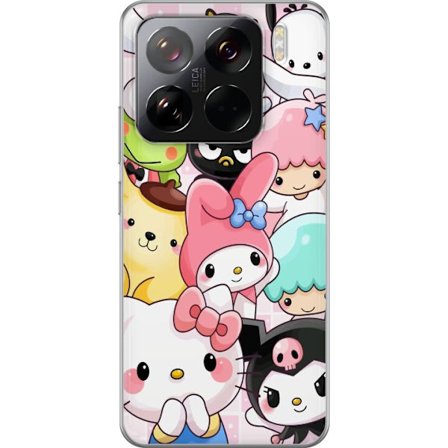 Kompatibel Mobilcover til Xiaomi 15 Pro Tæt mønster af søde figurer med store øjne i forskellige farver og udtryk med LABUBU-tekst