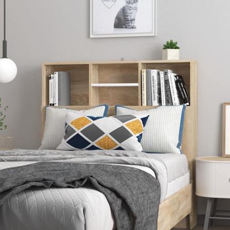 Vidaxl Huvudgavel Med Förvaring Vit Och Sonoma-ek 100x19x103,5 C Beige