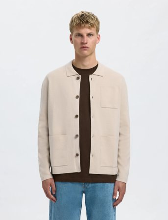 Selected Slhmike Light Relaxed Polo Cardigan Noos - Cream - XL