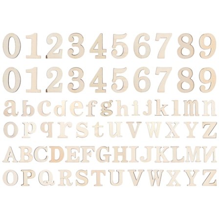 124 st träbokstäver och siffror Display DIY scenrekvisita manuella tillbehör hantverksdekorationer