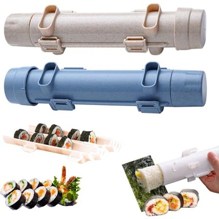 2 stk Sushi-enhet, Sushi Bazooka Sushi-maskin, Egnet for nybegynnere, for Sushi Rolling Machine Sushi Kit (Blå Hvete + Aprikos Hvete)