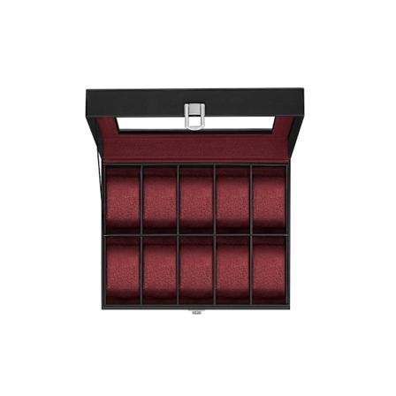 Rootz Watch Box - Musta PU-kansi - Viininpunainen samettivuori - MDF-materiaali - Lasikansi - 20,2 cm x 25,5 cm x 7,8 cm - 0,9 kg
