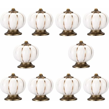 10 st Antik Pumpa Keramiska Dörrknoppar, Handtag för Skåp, Garderober, Lådor, Köksmöbler eller Barnrum (Vit)