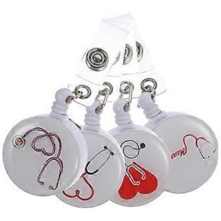 4 stk. Sykepleier Skilt Holder ID Kort Holder Uttrekkbar Navnekort Holder med Svingbare Klipp